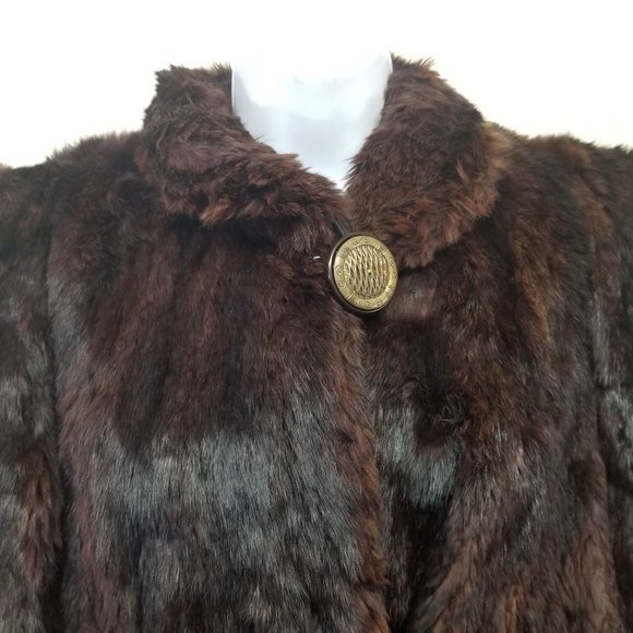 Brown M Fur Coat Pockets Cosplay Fashion Trench Woman Glam Starlet Luxury - Picture 10 of 14